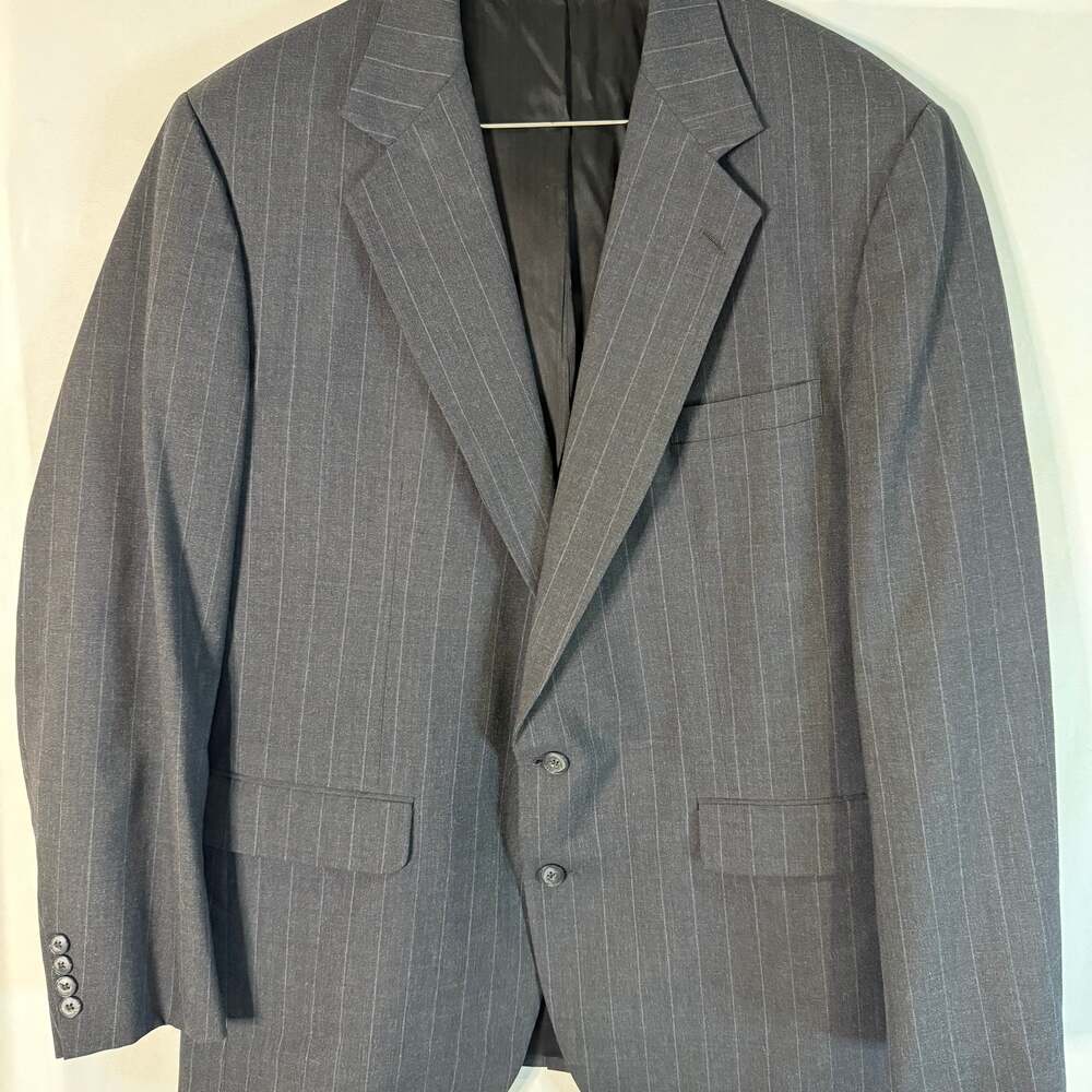 Vintage Corbin Ltd Pinstripe Wool Blazer Union Made USA Gray See Measurements